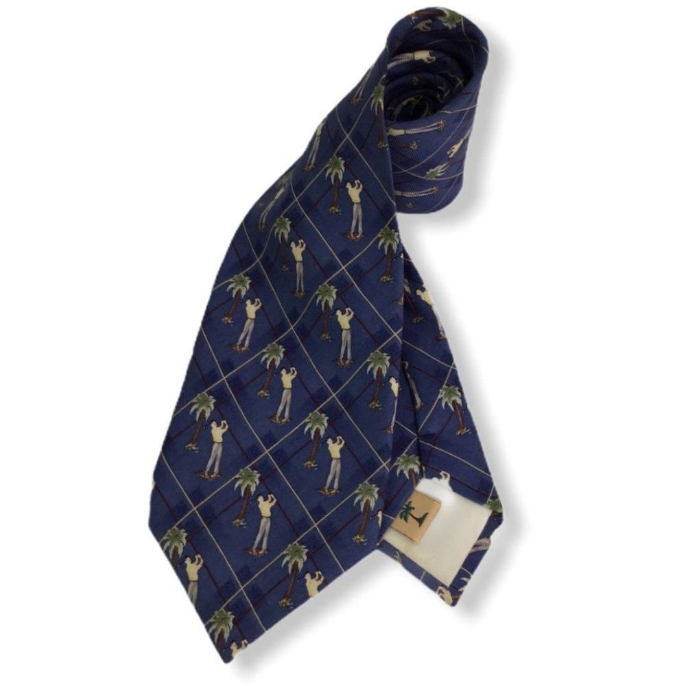 Tommy Bahama Tie Mens Blue Golf Island Necktie